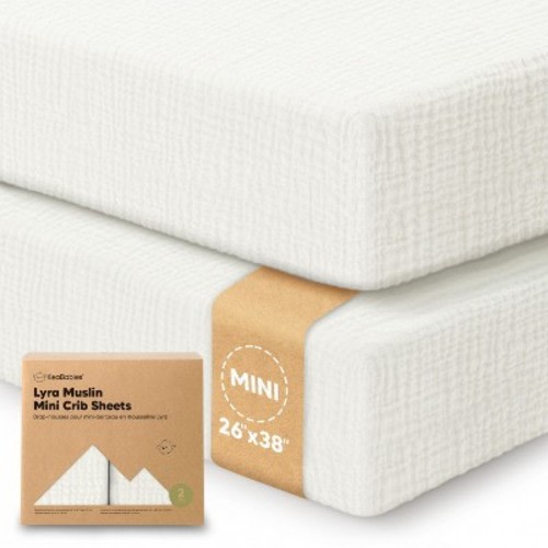 KeaBabies Lyra Muslin Mini Crib Sheets for Boys, Girls, 2-Pack Soft Organic Cotton Pack and Play Sheets Fitted, 38x26
