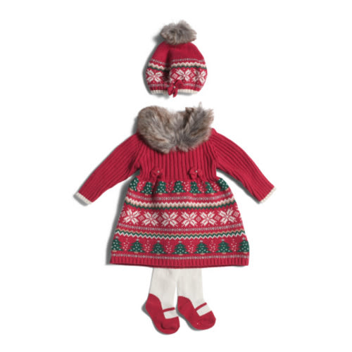 2pc Newborn Girl Sweater Dress And Tights Set With Hat | Girls' Dresses | T.J.Maxx