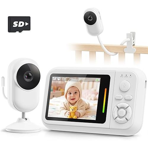 Baby Monitor No WiFi with Clip Mount, 2.8” Wireless Baby Monitor with Camera and Audio, 1080P Video, Night Vision, VOX, Temperature Sensor, 2-Way Audio, Lullabies