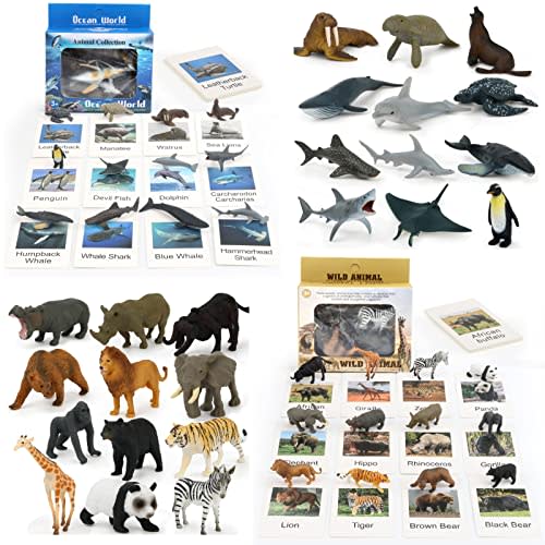 Small Animal Figurines Learning & Education Toys, Plastic Realistic Zoo Jungle Safari Sea Ocean Animal Figures Games Toys, Preschool Learning Activities Matching Game Science Toys