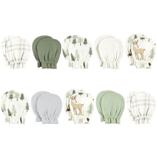Hudson Baby Cotton Scratch Mittens, Forest Animals, 0-6 Months