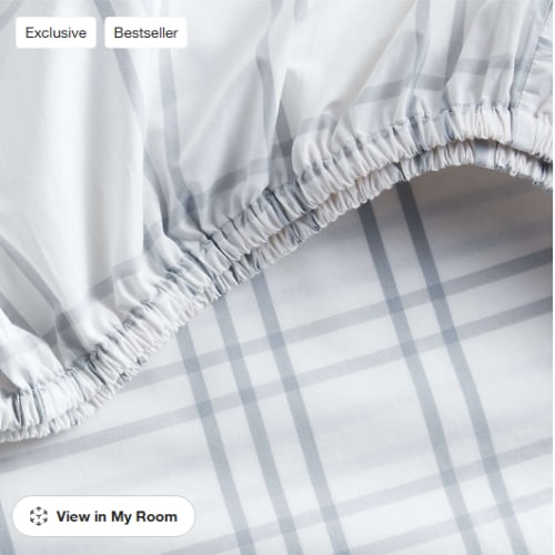 Stax Mist Blue Yarn-Dyed Organic Cotton Baby Crib Fitted Sheet