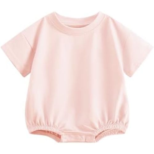 Bafeicao Baby Boy Girl Bubble Romper Organic Cotton Infant Summer Oversized Toddler T-Shirt Bodysuit Short Sleeve
