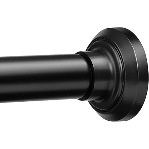 ENJOYBASICS Matte Black Shower Curtain Rod 33 to 72 Inches, 1 Inch Stainless Steel Adjustable Spring Tension Rods No Drill for Bathroom, Closet, Window, Room Divider, Never Rust, Non Slip