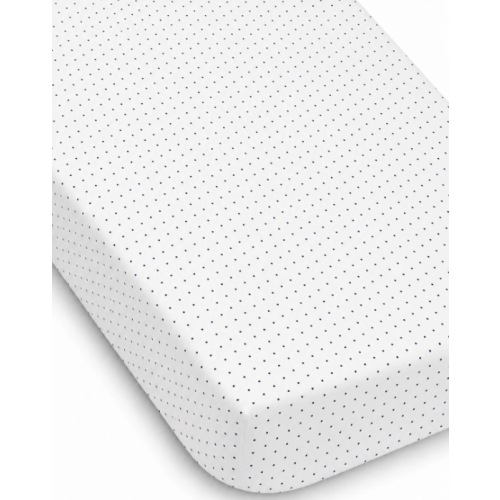 Stretch Crib Sheet, Navy Polka Dot