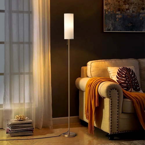 Coliware Floor Lamp, Gold Modern Standing Lamp with Foot Switch Line Shade, 68 inches Reading Pole Lamp for Living Room Bedroom Office
