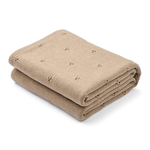 Huxie Organic Cotton Blanket 30" x 40" - Pointelle Knitted Baby Blankets for Boys and Girls - Light and Soft Blanket for Babies (Mochachino)