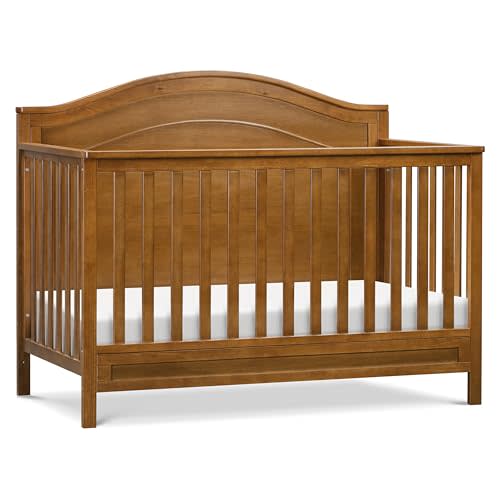 Davinci Charlie 4-in-1 Convertible Crib, GREENGUARD Certified, Chestnut | Converts to Toddler Bed, Daybed, Full-Size Bed, 4 Adjustable Mattress Heights, Conversion Kits Sold Separately, Easy Assembly