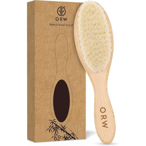 ORW OREN’S Baby Hair Brush - Perfect for Newborn, Toddlers, Infants, Girls & Boys - Beechwood Handle & Goat Hair White Bristle Brush for Gentle Scalp Grooming, Cradle Cap Relief