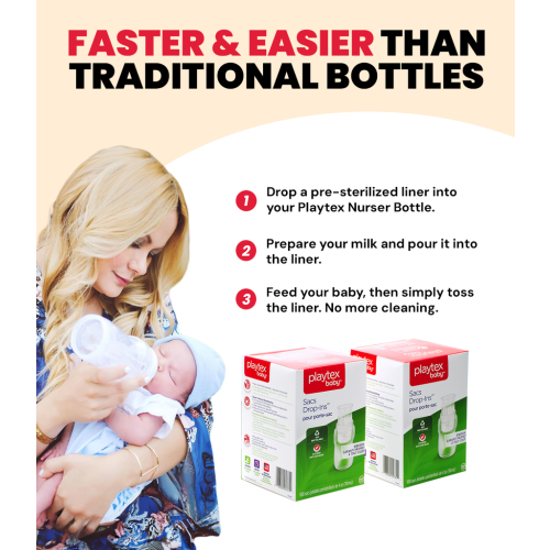 Playtex Baby™ Nurser Bottles with Drop-Ins® Liners - 3 Pack 4 oz Free Product Bundle OG (Copy)
