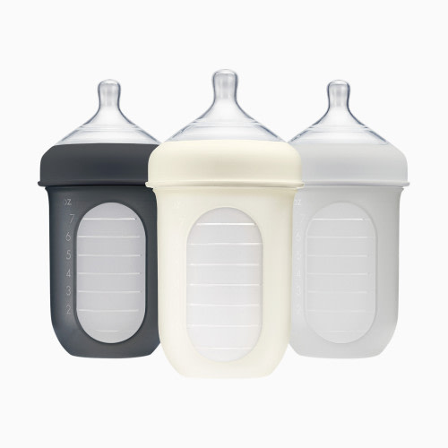 Boon NURSH Silicone Pouch Bottles - Gray, 8 Oz