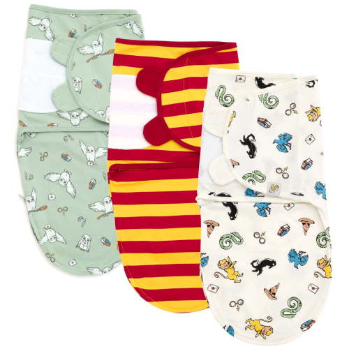 Harry Potter Hedwig Owl Newborn Baby Boys 3 Pack Swaddle Sacks Green / Maroon White 3-6 Months