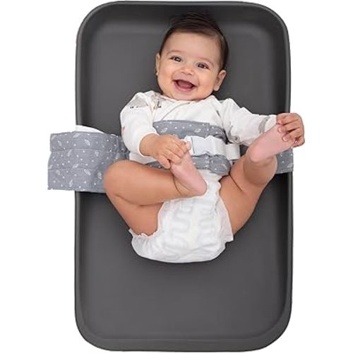 Changing Pad Strap – Soft, Adjustable & Secure Anti-Escape for Infants 0-24 Months. Universal Fit for Changing Pads & Changing Tables, Easy-Clean Fabric. Comfortable & Portable (Grey)