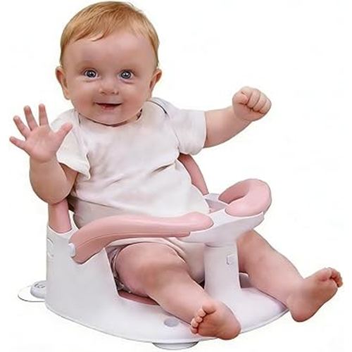 LDIIDII Baby Bath Seat for Babies 6 Months & Up Sitting Up,Infant Bath Seat with Temperature Alert+Open Backrest+on/Off Armrest,Toddler Bath seat Baby Bath Chair for Bathtub,Tub,Sink Rose