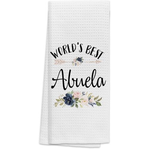 TNUW Best Grandma Kitchen Towels 16″×24″,World’s Best Abuela Floral Soft and Absorbent Kitchen Tea Towel Dish Towels Hand Towels,Birthday Christmas Thanksgiving for Abuela Grandma