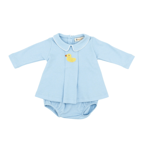 Boys Pleated Shirt Diaper Set with Crochet - Duckling | 3M