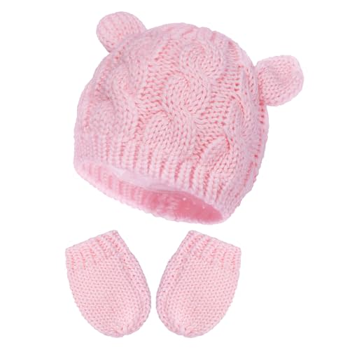 Baby Winter Hat Mittens Set Knitted Beanie Gloves for Baby Girls Boys Newborn Infant Toddler Autumn Winter