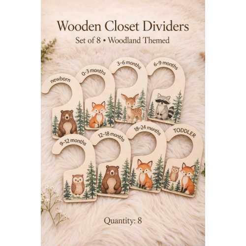 Woodland Baby Closet Dividers Set of 8 | Nursery Closet Organizer