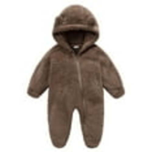Winter Baby Clothes keep Warm Fleece Thick 1sie Ear Hooded Jumpsuits Newborn Boys Girls Romper Kids Coats Jackets (3-6 Months, Brown)