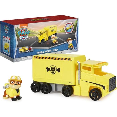 Paw Patrol, Big Truck Pup’s Rubble Transforming Toy Trucks with Collectible Action Figure, Kids Toys for Ages 3 and up
