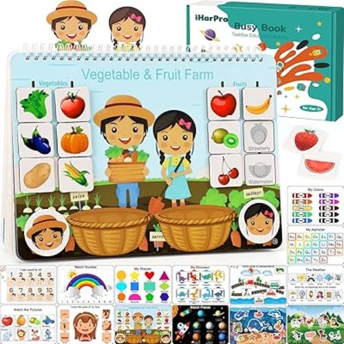Busy Book for Toddlers, Montessori Toys for 3 4 5 6 Years Old, Autism Sensory Educational Toys, Toddler Preschool Learning Activity Binder and Early Books - for Boys & Girls Develops Fine Motor Skills
