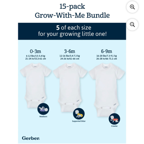 Gerber 15-Pack White Onesies Assorted Sizes