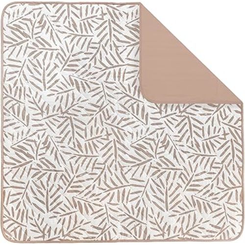 Toddlekind Portable Baby Mat – Organic Cotton 47" x 47" Reversible Indoor/Outdoor Playmat for Babies, Toddlers, Picnics, Patio, and Garden Use 0m+ Tan (Taupe)