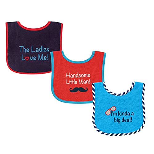 Luvable Friends Baby Cotton Terry Drooler Bibs with PEVA Back, Transportation, One Size