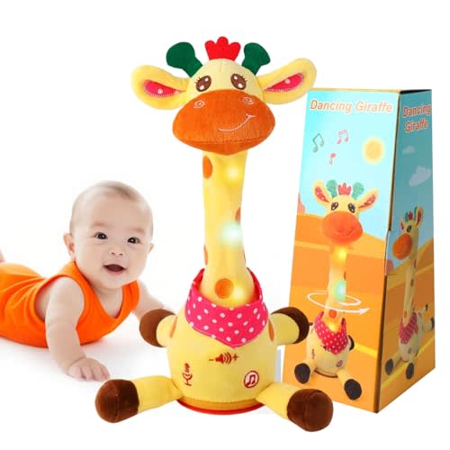 Dancing Talking Musical Giraffe Toy, Tummy Time Toy with Volume Adjustment, Singing Giraffe Stuffed Animal 10 Children's Songs Light Up Toys, Repeating What You Say, Baby Easter Basket Stuffers Gifts