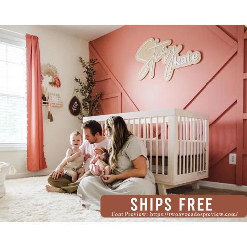 Large wood name sign, nursery name sign, boho nursery sign , above crib cut out, layered baby name sign, double baby name sign, cut out sign