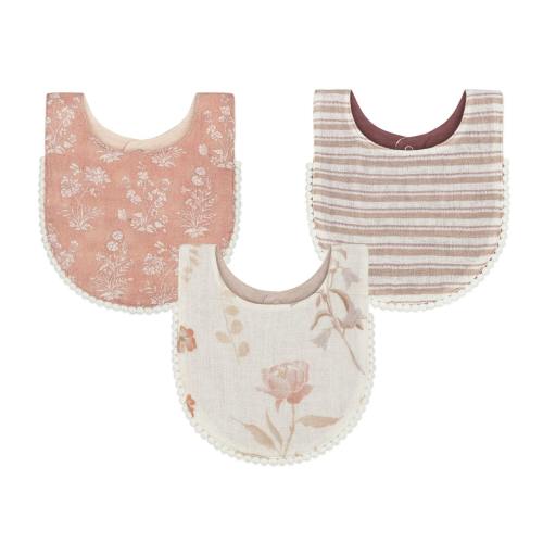Violet Wildflower Cotton Baby Bib (3 Pack)
