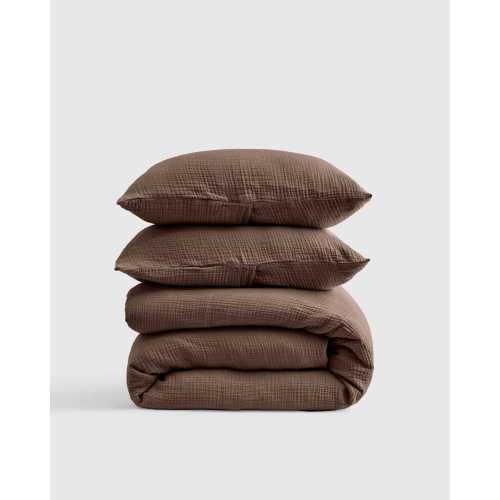 Organic Airy Gauze Duvet Cover Set | Quince in Chocolate