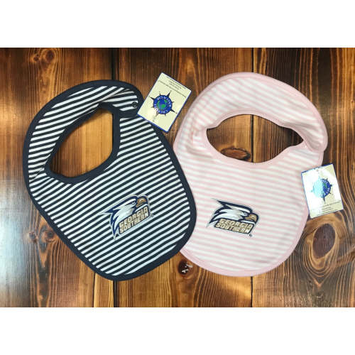 Striped Bib With Snap Closure - Navy