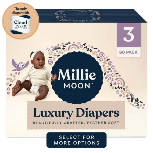 Millie Moon Luxury Diapers, Size 3, 80 Count (Select for More Options)