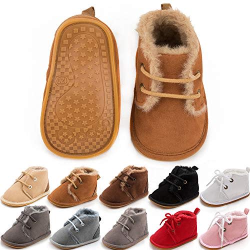 Meckior Baby Booties Newborn Infant Unisex Baby Girls Boys Velvet Rubber Anit-Slip Sole Shoes Toddler Fleece Cozy Winter Warm Prewalker Boots