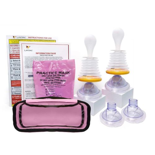 LifeVac Home & Pink Travel Kit Combo - Portable Suction Rescue Device, First Aid Kit for Kids and Adults, Airway Suction for Children and Adults