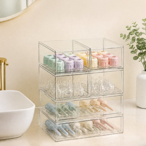 Tooloton 6-Pack Acrylic Baby Bottle Storage Organizer, Stackable Clear Drawer Container for Countertop, Vanity, Bathroom, Cabinet & Pantry, 4S2L & Reviews | Wayfair