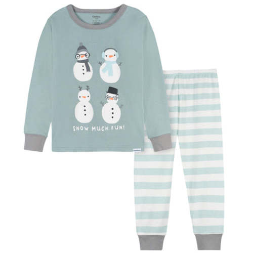 2-Piece Infant & Toddler Snowman Stripe Snug Fit Pajama Set