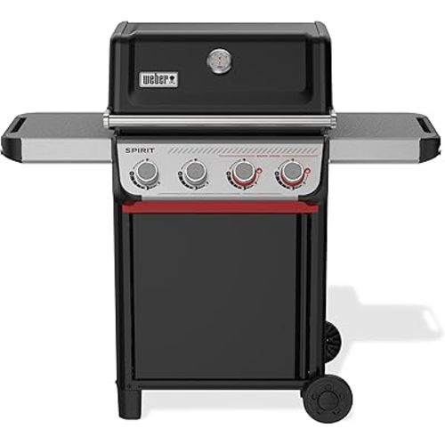 Weber Spirit E-425 Liquid Propane Gas Grill for Outdoor Cooking and BBQ, 4 Burner, Black – Porcelain-Enameled Cast-Iron Grates, 2 Boost Burners &Sear Zone