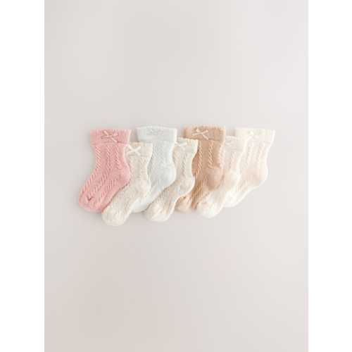 Pink Cosmetic Baby Cable Socks 7 Pack (0mths-2yrs)