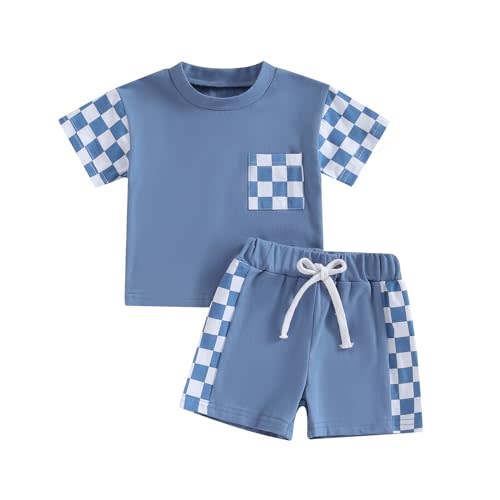 Infant Baby Boy Summer Clothes Contrast Color Short Sleeve T Shirts Stretch Rolled Shorts Cute Newborn Toddler Outfits