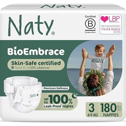 Naty BioEmbrace Baby Diapers, Size 3 (9-20 lbs), 180 Count