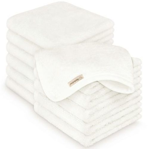 KeaBabies Deluxe Baby Washcloths, 10x10 Organic and Soft Baby Wash Cloth, Baby Bath Towel, Face Cloths (Soft White)