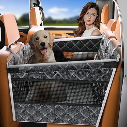 Doglike Large Dog Car Seat with Removable Cushion for Large Medium Dogs up to 400lbs - 7-Layer Waterproof Hard Bottom Back Seat Extender, Spacious Pet Car Seat for SUV/Truck/Home, 2025 Upgraded