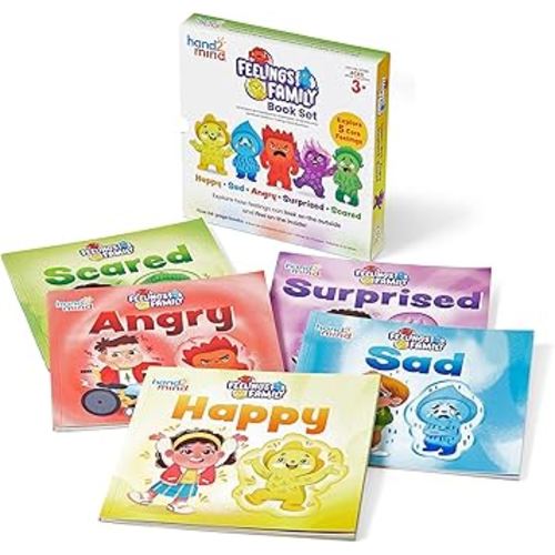 hand2mind Feelings Family Core Emotions Book Set, Social Emotional Learning, Calm Down Corner Supplies, Preschool Classroom Must Haves, Bedtime Story Books for Toddlers, for Kids