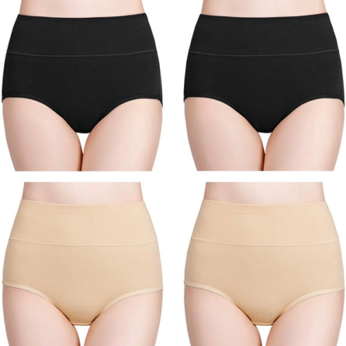 wirarpa Women's Cotton Underwear High Waisted Ladies Panties Full Coverage Briefs 4 Pack (Regular & Plus Size)