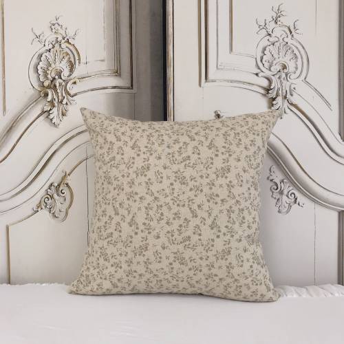 Modern Vintage Sage Green Floral Pattern Cushion Cover with Natural Beige Background Square Pillow Case Euro Sham 18 20 26 in