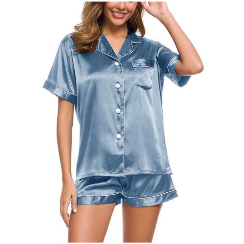 PATLOLLAV Womens Silk Satin Pajamas Set Two-Piece Sleepwear Loungewear Button-Down Sets