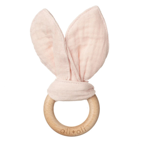 Crinkle Bunny Ears Wooden Teether