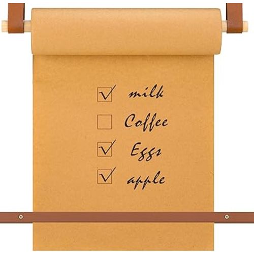 Lincia 17 Inch Kraft Paper Roll Dispenser Wall Mounted 30 Meters Brown Grocery List Note Craft Butcher Paper Roll Holder Memo Board for Wall Decor, to-do Lists, DIY Drawing, Artwork, Creative